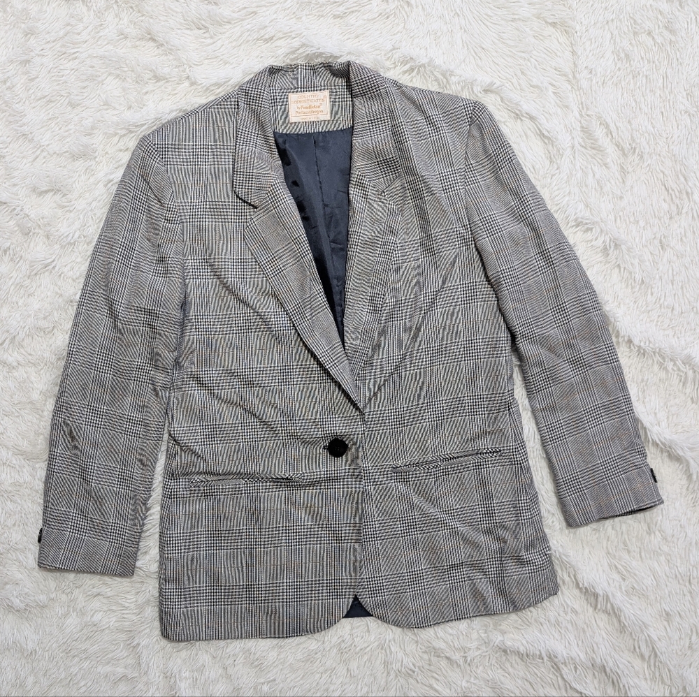 80s Vintage Pendleton Country Sophisticates Plaid Single Button Blazer Size 8